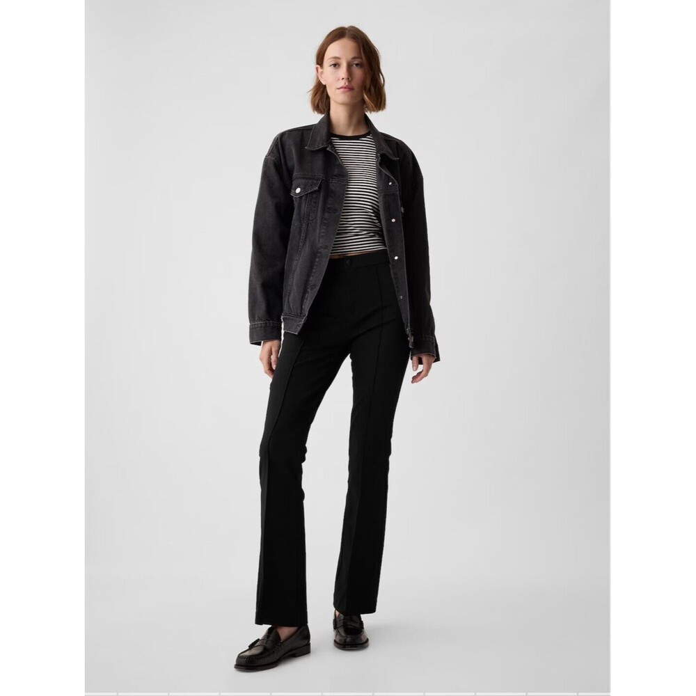 New Gap High Rise Flare Bi-Stretch Black Y2k Boho 70s Pants 8 Tall 36" Inseam